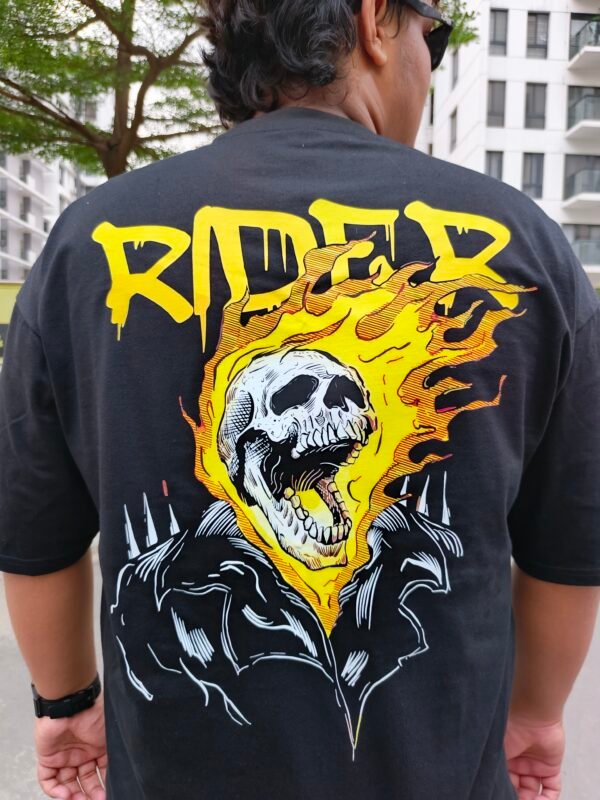 Premium Black Drop Shoulder Tee – Ghost Rider Edition