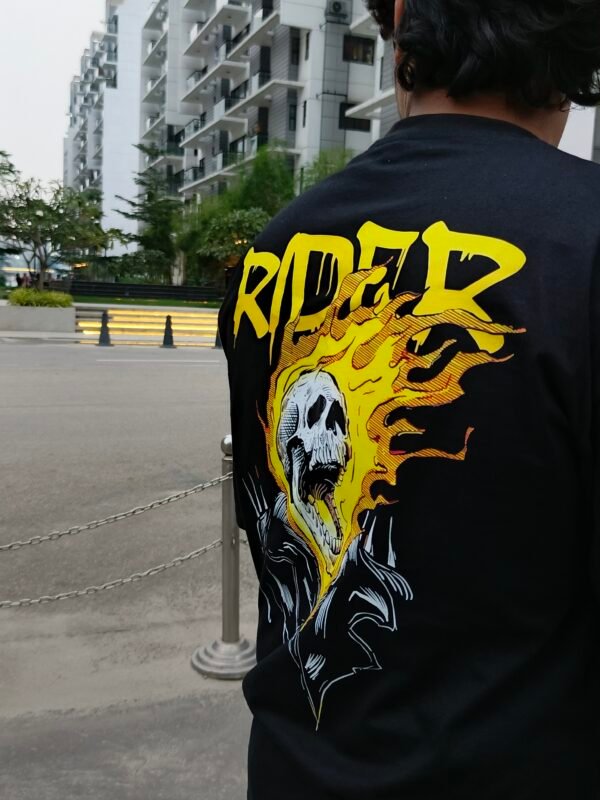 Premium Black Drop Shoulder Tee – Ghost Rider Edition - Image 2