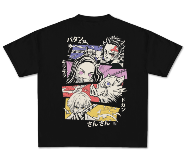 Black Drop Shoulder Tee – Demon Slayer Edition