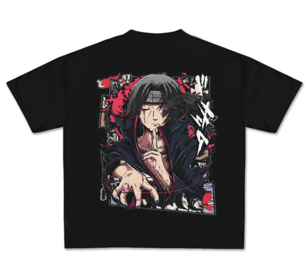 Black Drop Shoulder Tee – Itachi Genjutsu Edition