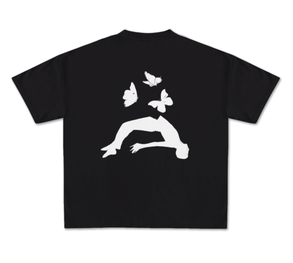 Black Drop Shoulder Tee – Butterfly Edition