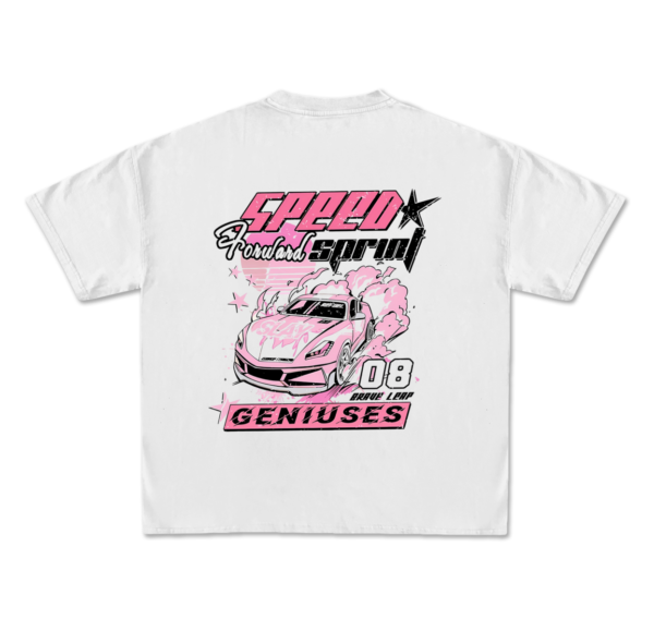 White Drop Shoulder Tee – Pinky Car Edition