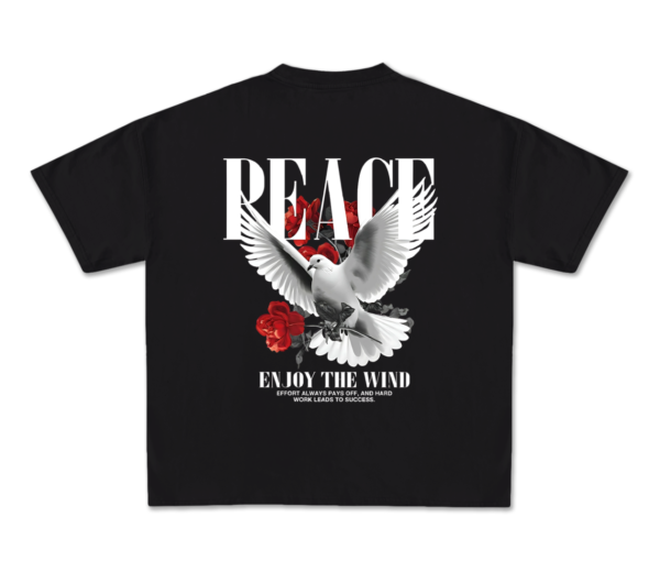 Black Drop Shoulder Tee – Peace - Enjoy the wind Edition