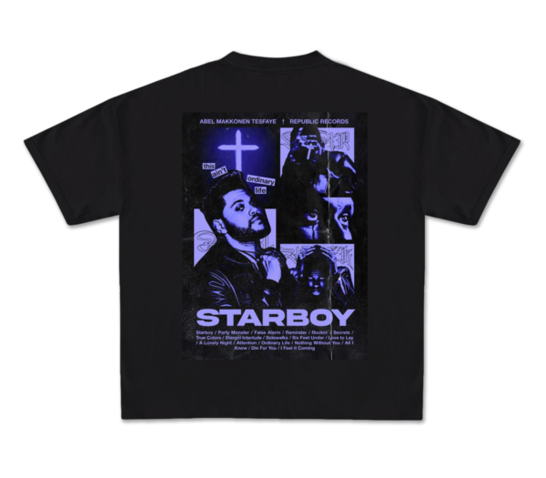Black Drop Shoulder Tee – Starboy Weeknd Edition